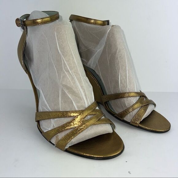 Sigerson Morison • Bronze Dress Wedge Sandals w/ New York Patent - Picture 2 of 14